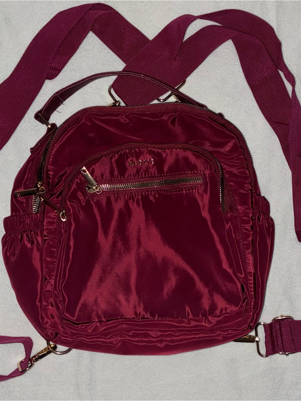 Kedzie Women's Burgundy Mini Backpack with Gold Hardware